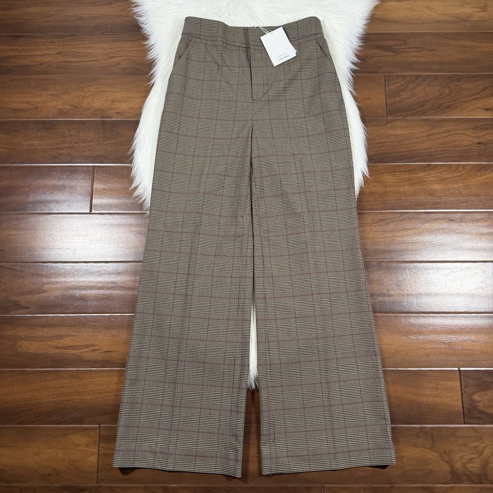 & Other Stories Size 40 / US 8 Plaid Wide Straight Leg Pants Paris Atelier